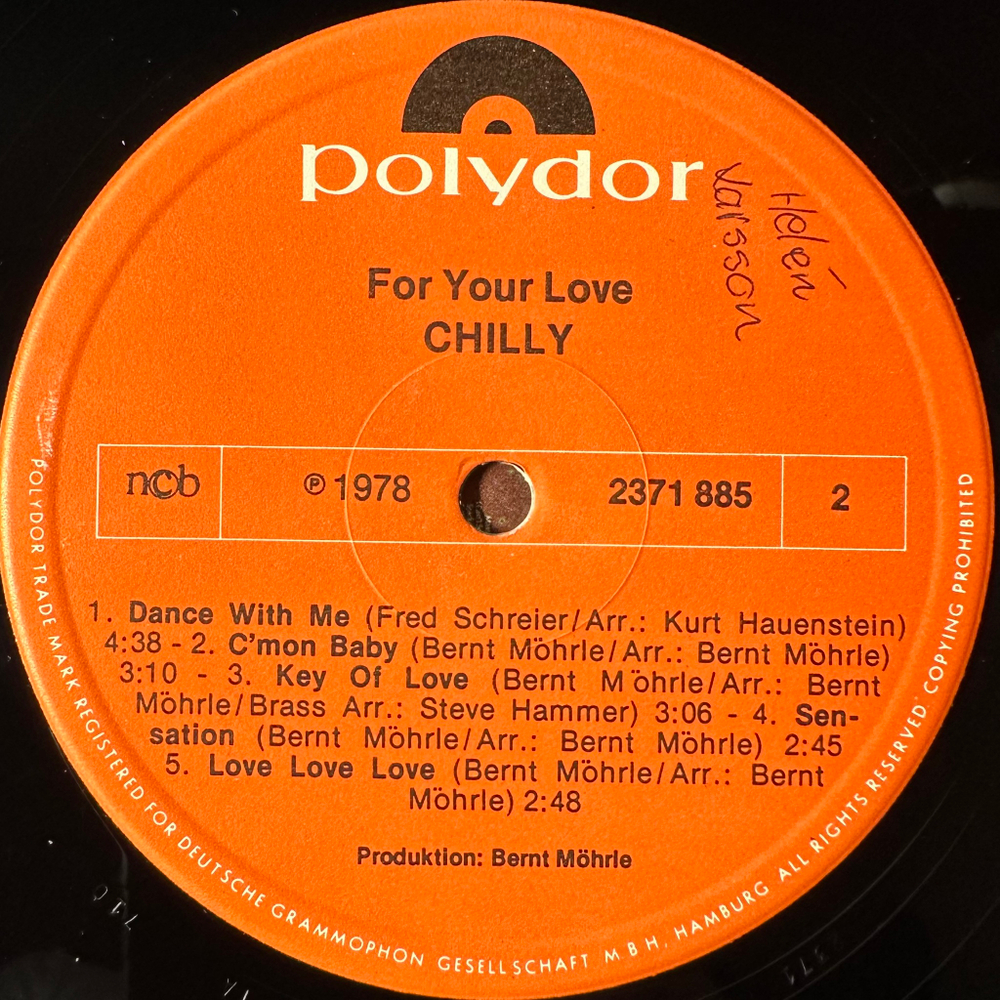 Chilly ‎– For Your Love (Скандинавия 1978г.)