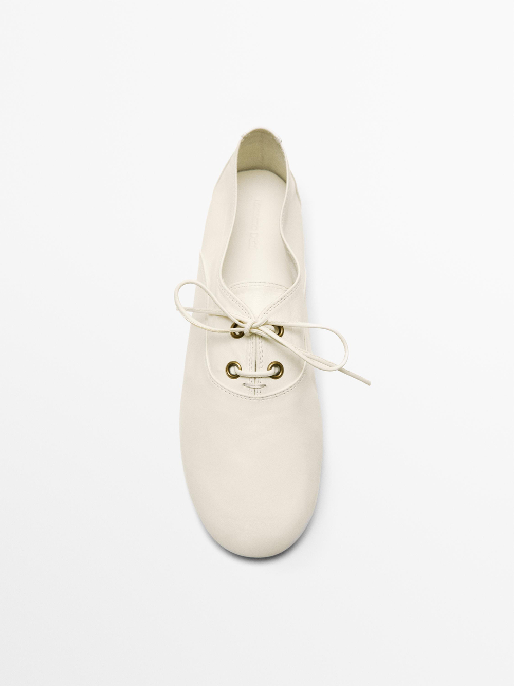 Massimo Dutti Мягкие кожаные туфли на шнуровке, белый