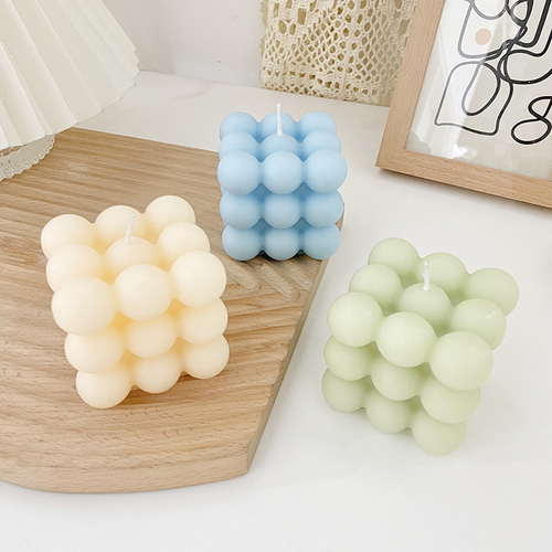 Декоративная свеча "Bubble Cube", молочная