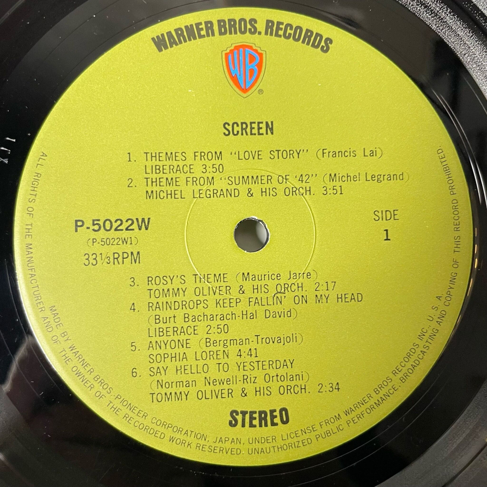 Винтажная виниловая пластинка LP Screen Музыка Из Кинофильмов (Japan 1968) (Obi) Raindrops Keep Fallin On My Head
