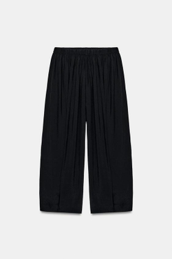 ZARA ОБЪЕМНЫЕ СТРУЯЩИЕСЯ БРЮКИ, ЧЕРНЫЙ