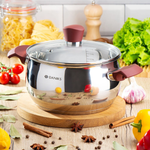 Кастрюля нерж, 3.6 л, с крыш, крыш стекло, Daniks, Орлея, GS-01159P-20CA
