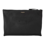 Balenciaga Cow Leather Clutch Unisex Black