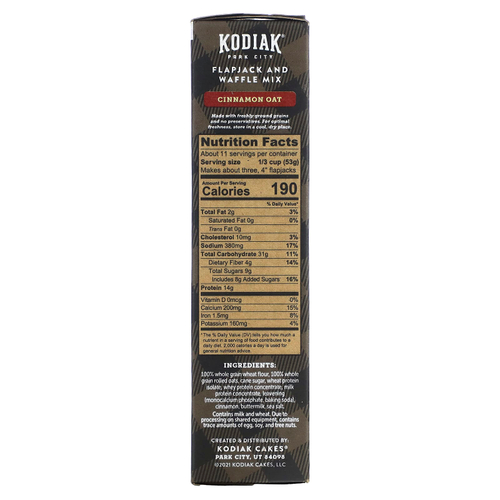 Kodiak Cakes, Power Cakes®, смесь для выпекания флапджека и вафель, овсяная с корицей, 567 г (20 унций)