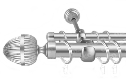 Карниз кованый для штор Одеон d25/16 мм двухрядный, цвет хром матовый