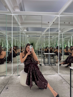 Платье макси корсетное из плотных пайеток