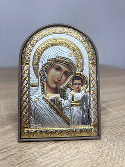 Казанская БМ, икона арочная, пластик коричневый 80х115