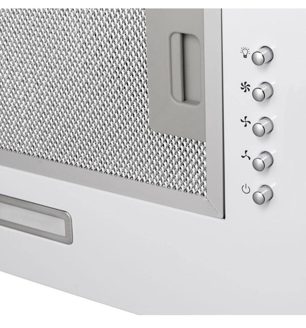 Вытяжка кухонная MACBI S-BOX-60A1 (WHITE) белый, D120мм. 850 м3/ч, полновстраиваемая, мотор 70Ватт, металл 60см, кнопочное управл.