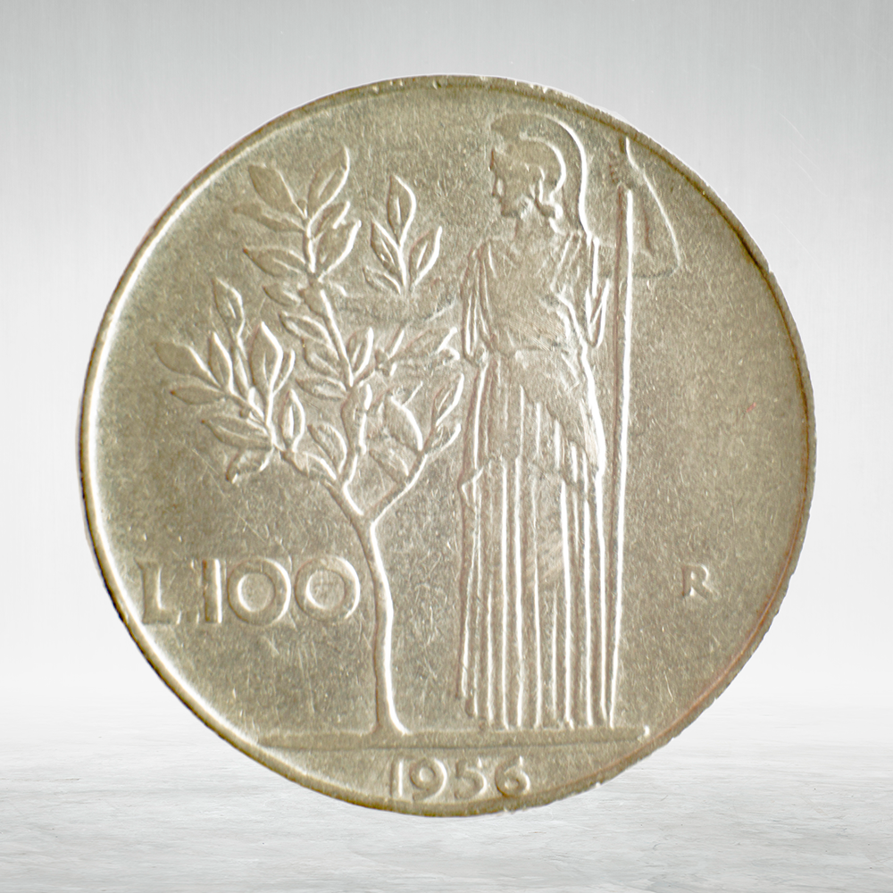 Italy 100 Lire 1956 R "Minerva Standing – Large Type", XF