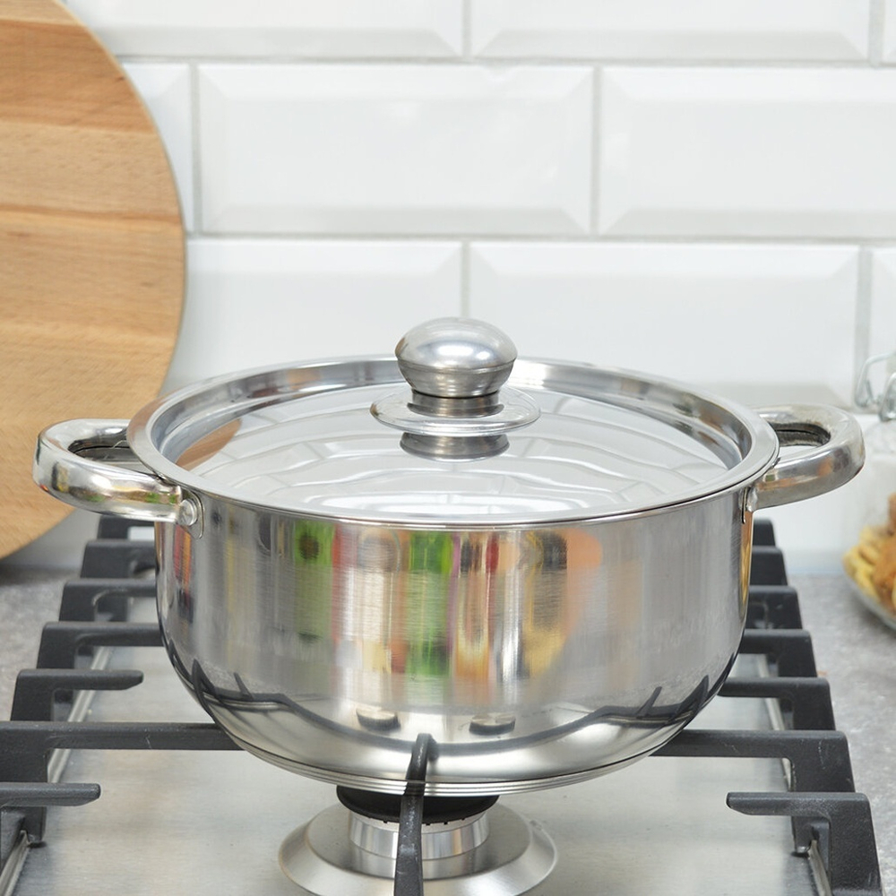 Кастрюля 2,3л 22см из нержавеющей стали, индукционное дно