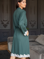 Женский домашний халат длины миди (Размер: S) (Цвет: зеленый)