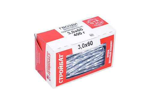 ГВОЗДИ ВИНТОВЫЕ СТРОЙБАТ ОЦИНК 3,0Х60ММ 400Г