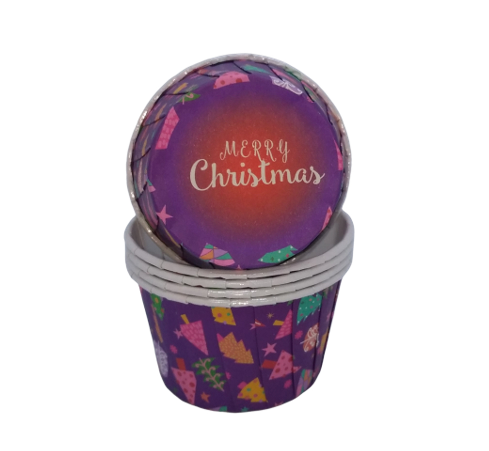 Капсула для капкейка усиленная Merry Christmas фиолетовая