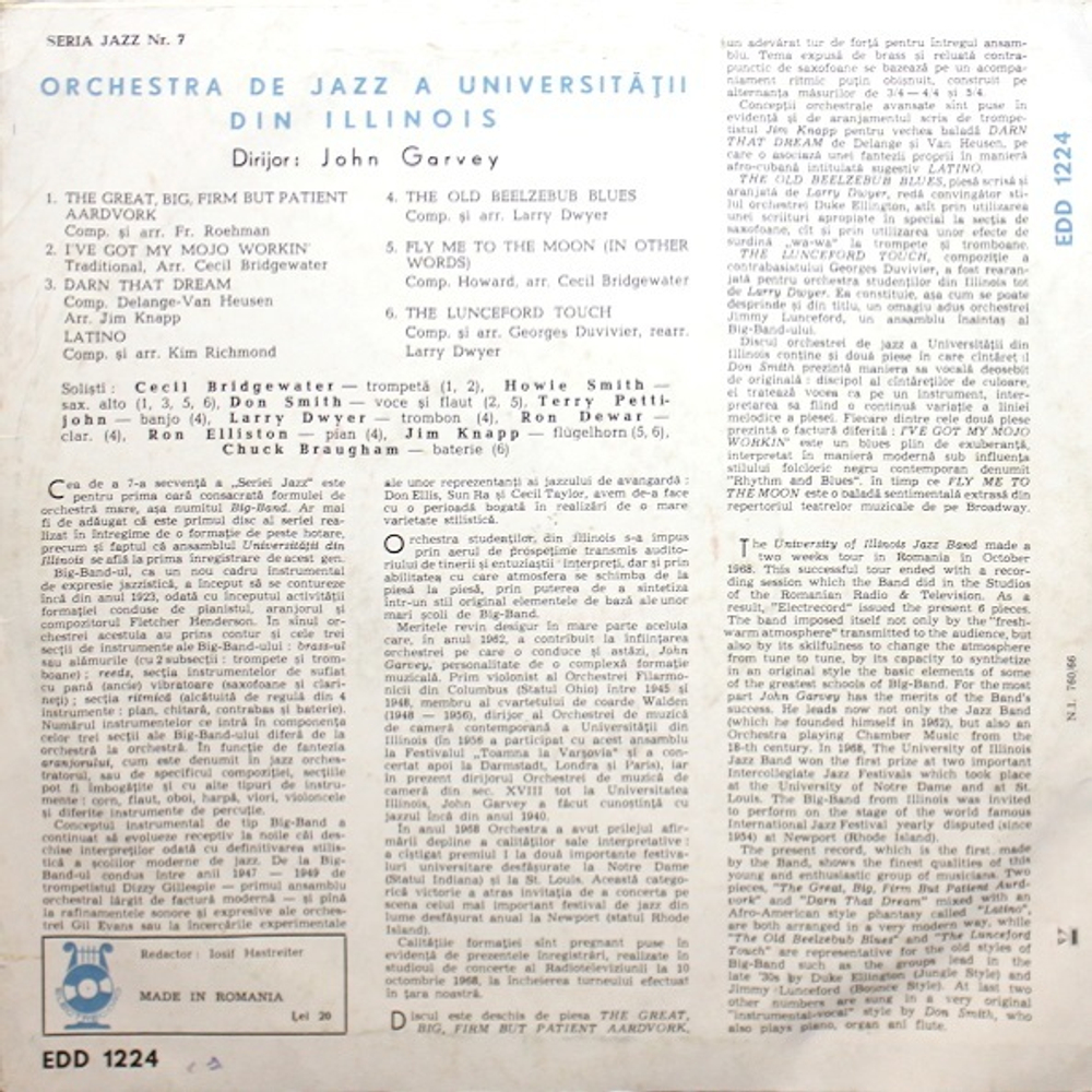 Orchestra De Jazz A Universitatii Din Illinois, John Garvey / Orchestra De Jazz A Universitatii Din Illinois (10" Vinyl EP)