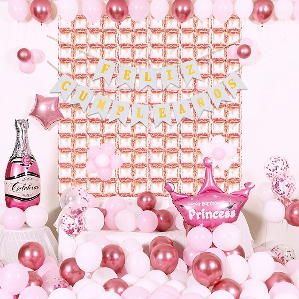 Шар с клапаном (17"/43 см) Мини-фигура, Корона, С ДР Принцесса, Розовый