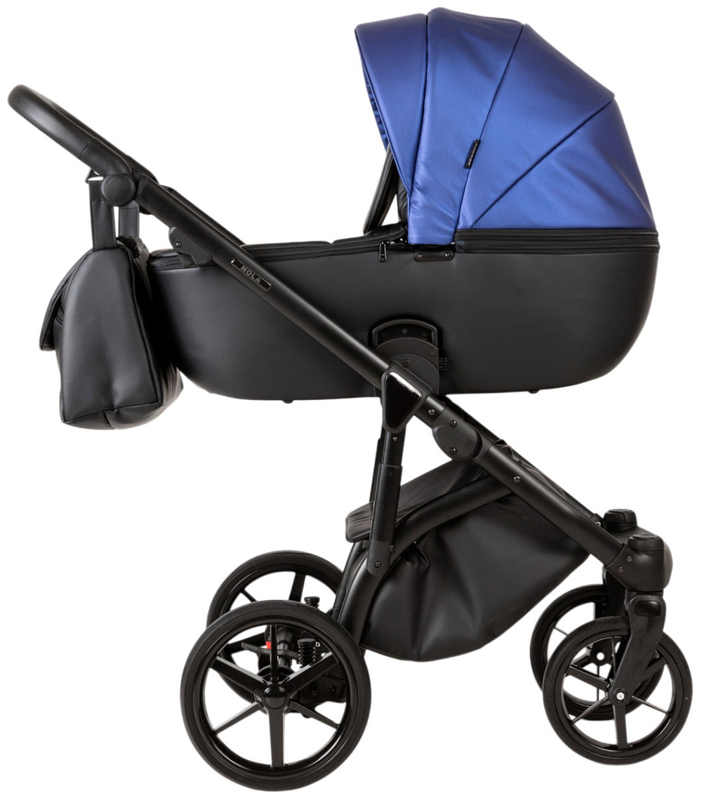 Детская коляска Adamex Nola Deluxe 2 в 1 N-SD13 (СИН. ПЕРЛ. КОЖА + ЧЕРН. КОЖА)