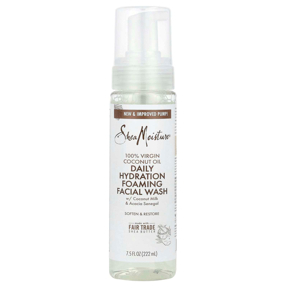 SheaMoisture, 100% кокосовое масло первого отжима, увлажняющая пенка для ежедневного умывания, 222 мл (7,5 жидк. унц.)