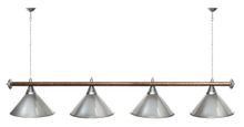 Лампа STARTBILLIARDS 4 пл. (плафоны золотые,штанга хром,фурнитура золото)