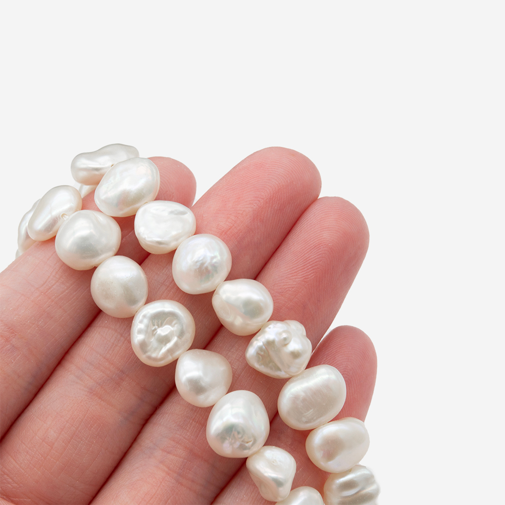 Жемчуг культивированный безъядерный Кеши, белый, 8-11*7-9мм