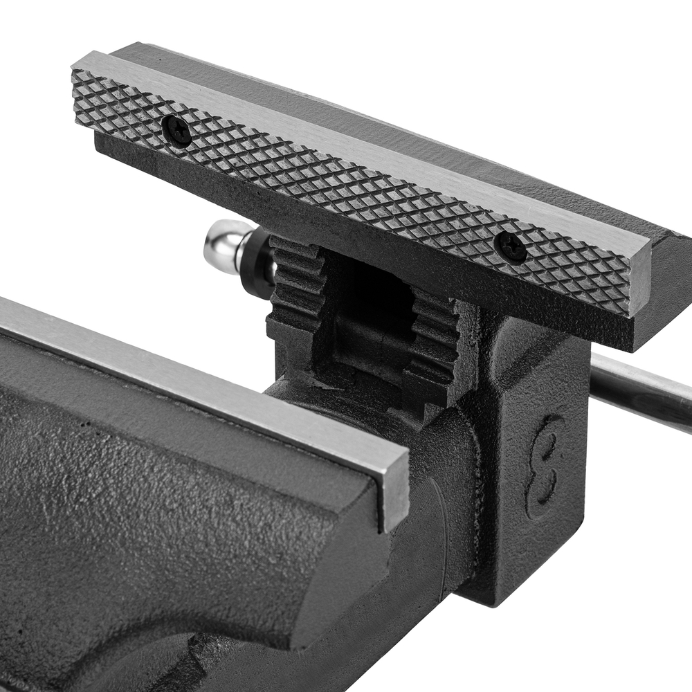 Тиски слесарные BVH-200, 200 мм, поворотные, стальная направляющая, с наковальней //Denzel