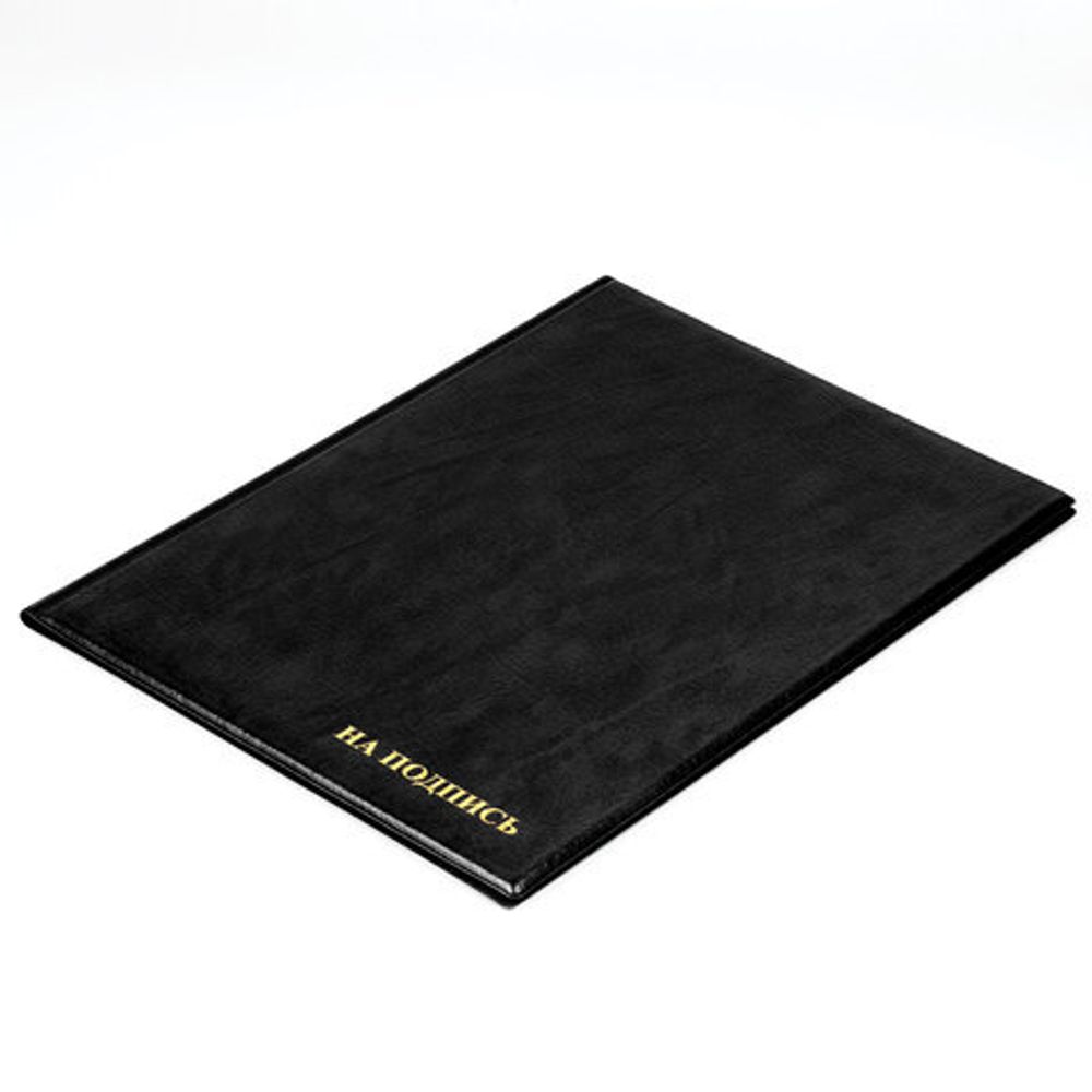 Папка адресная ПВХ "НА ПОДПИСЬ", формат А4, увеличенная вместимость до 100 листов, черная, "ДПС", 2032.Н-107