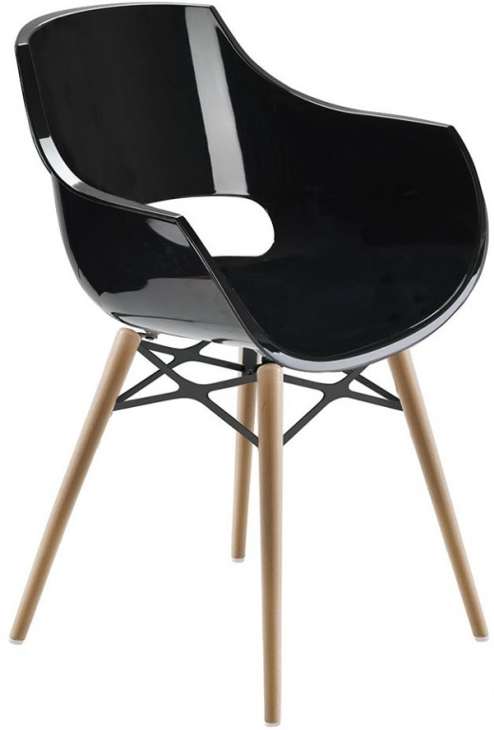 Кресло пластиковое Papatya Opal Wox Beech, натуральный, черный