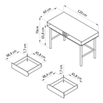 Стол письменный с 2 ящиками Ола, на ножках из массива сосны