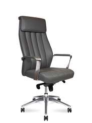 Кресло офисное  Madrid Grey  алюминиевая  база  серая экокожа