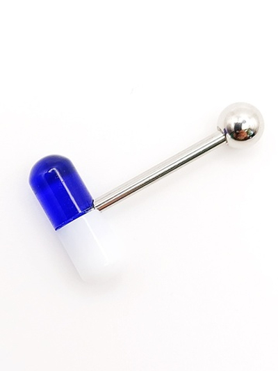 Штанга для пирсинга языка "Таблетка" . Синяя