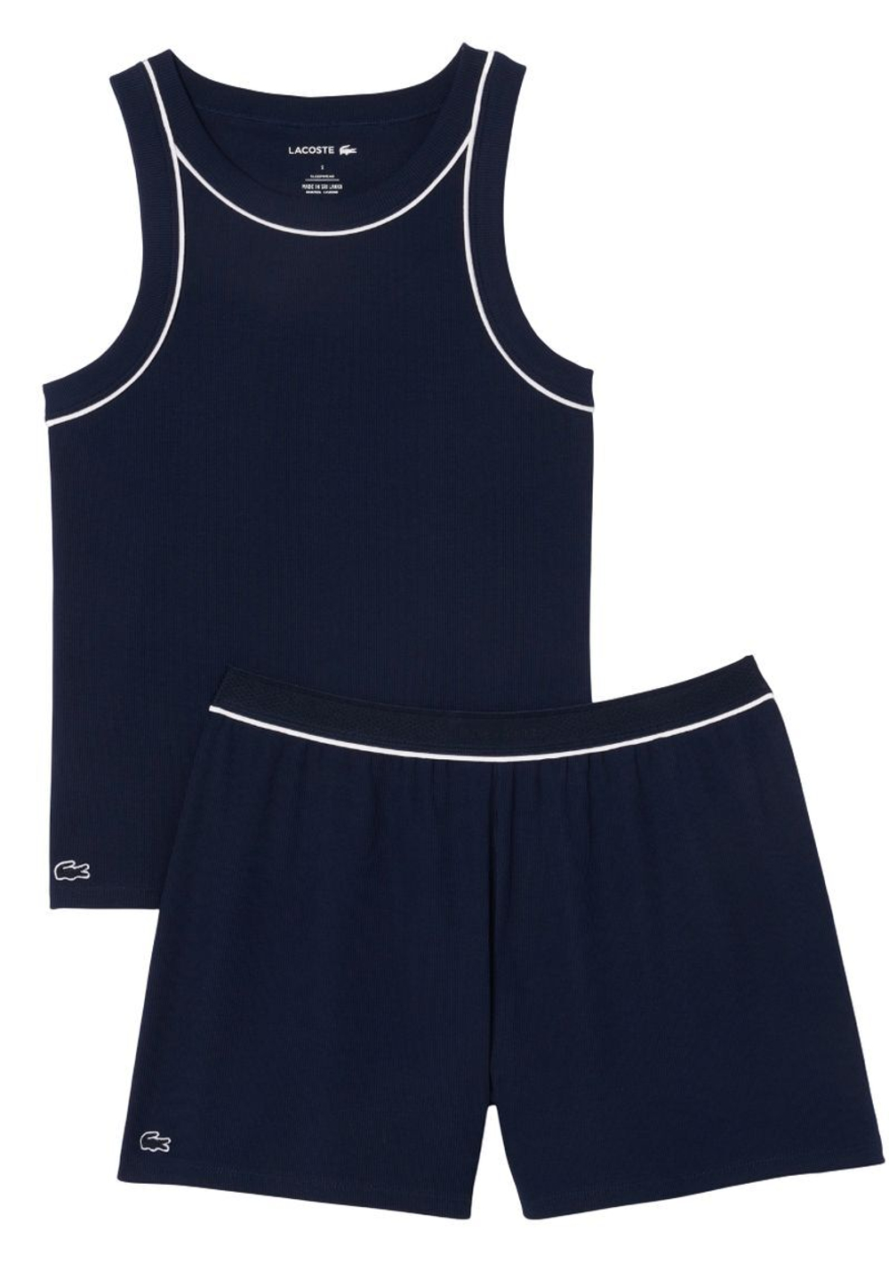 Женские шорты теннисные Lacoste Пижамный комплект из хлопка в рубчик