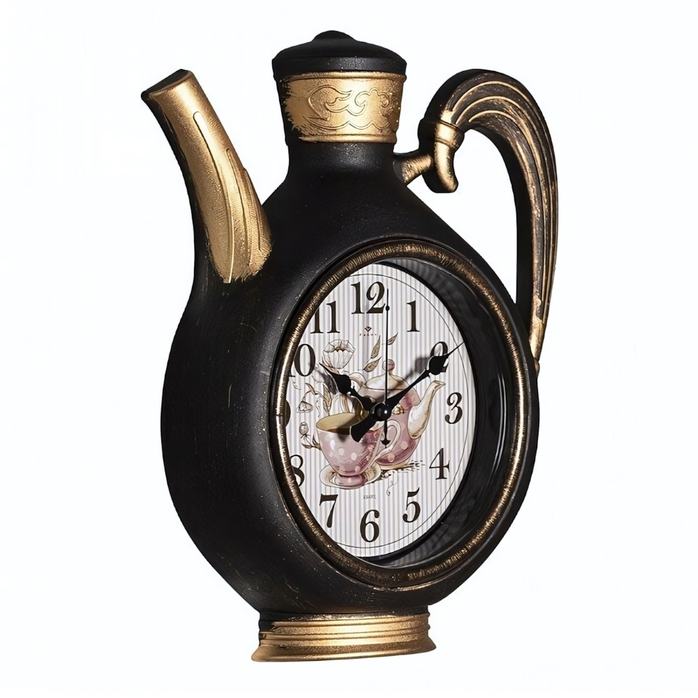 2622-005 Часы настенные чайник 26,5х24см, корпус черный с медью "Joy" "Рубин"