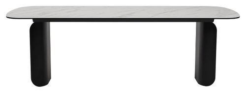 Стол NORD 240 MARBLES KL-99 Белый мрамор, итальянская керамика / черный каркас