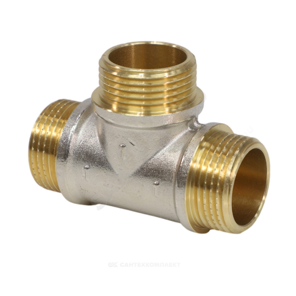 Тройник латунь никель Ду 25 (1") НР/НР/НР 9010 ГОСТ 32585-2013 Aquasfera 9010-03