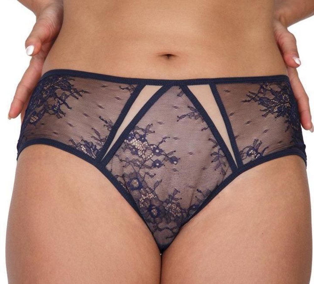 Темно-синие гипюровые трусики-слипы (Размер: 44) (Цвет: темно-синий)