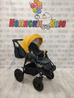 Коляска модульная Indigo Charlotte Sity cs 08 (т.серый+желтый)