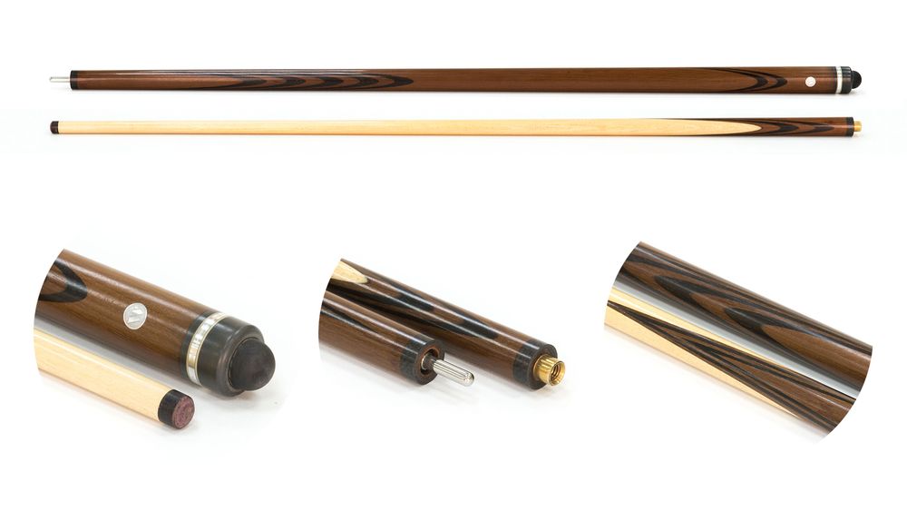 Кий для русского бильярда 2-pc "Классика" (термограб, коричневый, черный) 13 запилов