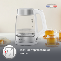 Стеклянный чайник Moulinex Электрический чайник, Мерная шкала, 1,7 л, BY6R5130