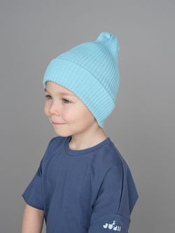 Шапка вязаная-резинка хлопковая КЭП(Голубой)