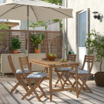 Садовый стол и 4 стула - ASKHOLMEN IKEA/ АСКХОЛЬМЕН ИКЕА,  143х75 см, коричневый