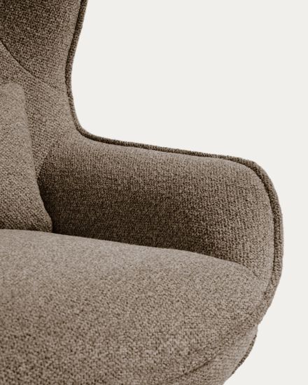 Поворотное кресло Sorile из коричневой синели и черной стали