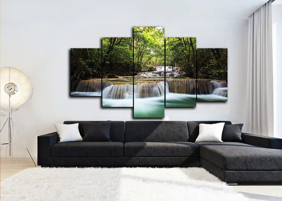 Модульная картина "Водопад в джунглях"