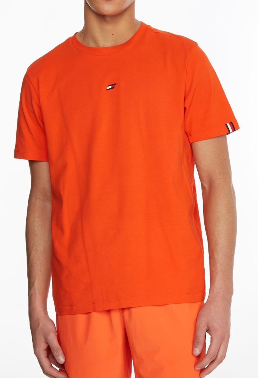 Мужская теннисная футболка Tommy Hilfiger Essentials Small Logo Short Sleeve Tee - acid orange