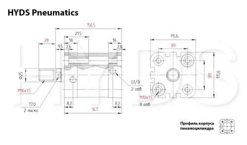 ADN-100-80-A-P-A Пневмоцилиндр