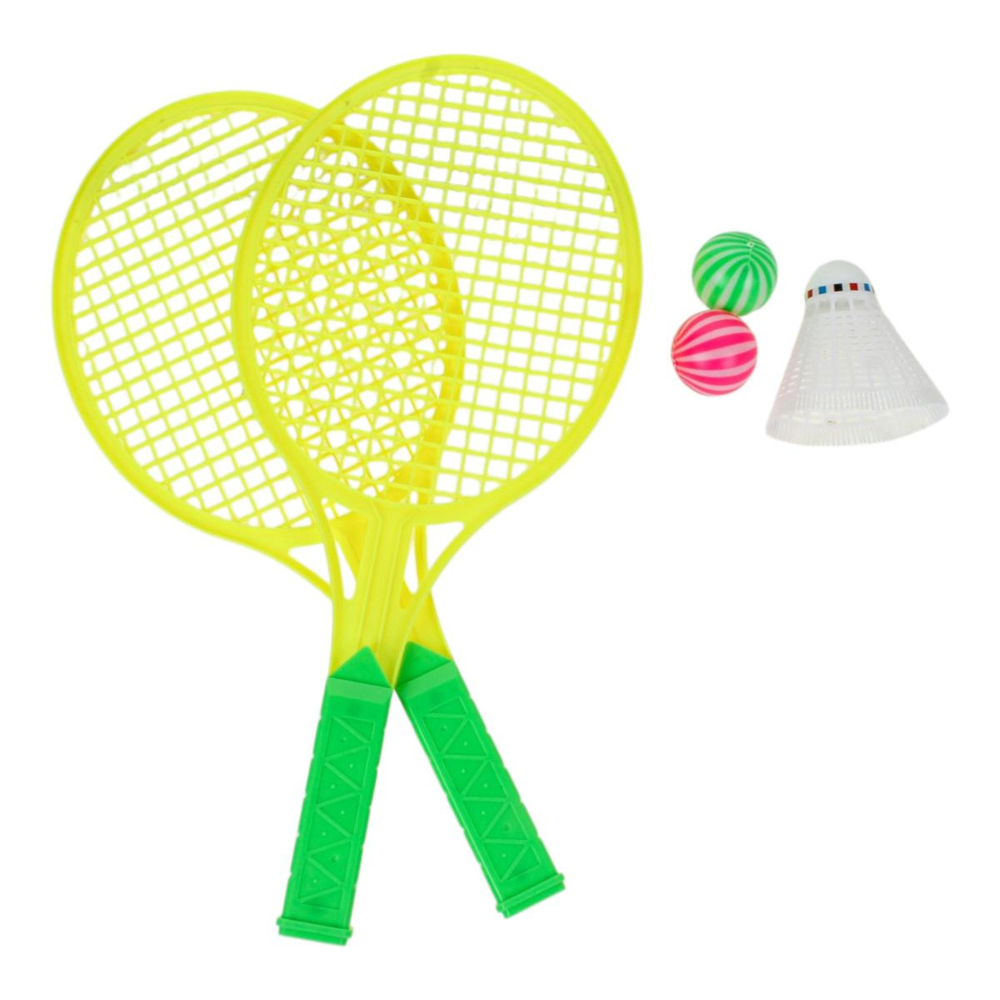 Набор ракетки детские 38 см. пластик 2 шт., волан, мячики 2 шт., блистер