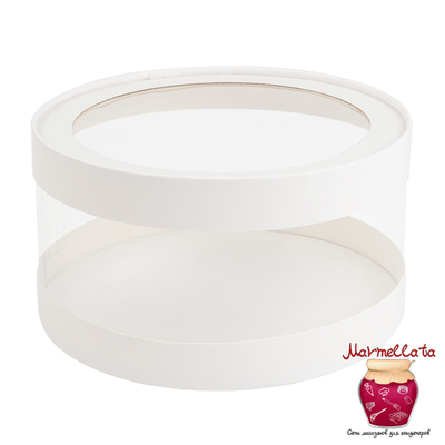 Упаковка для торта и пирожных ШЛЯПНАЯ прозрачная d=16 см, h=10 см, БЕЛАЯ