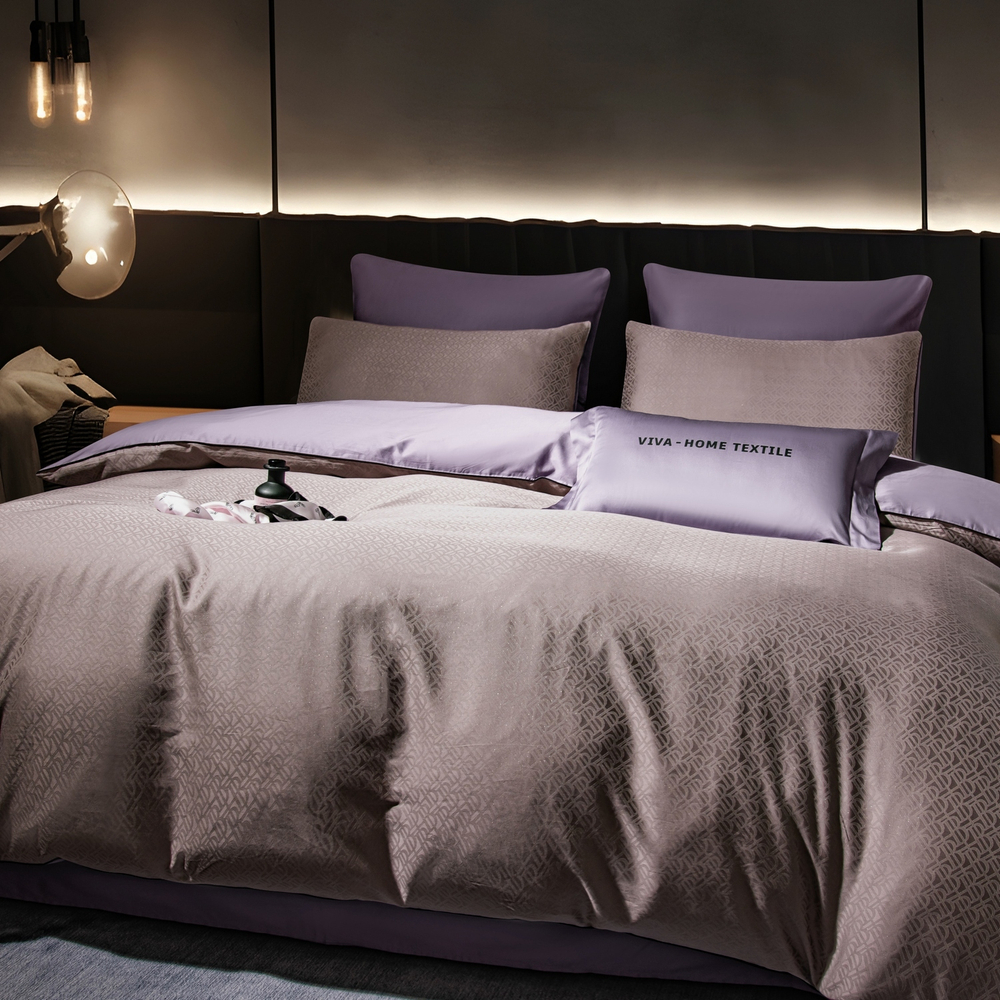 КПБ на резинке Сатин-Жаккард Тессоро MTR008, Евро, 4 наволочки, простынь 140*200*30