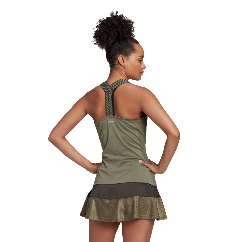 Женский топ теннисный Adidas W Y-Tank - legacy green/pink tint