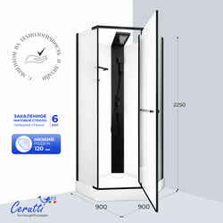 Душевая кабина Ceruttispa (ЧеруттиСпа) CHIKA901BF, с низким поддоном, 90x90x225