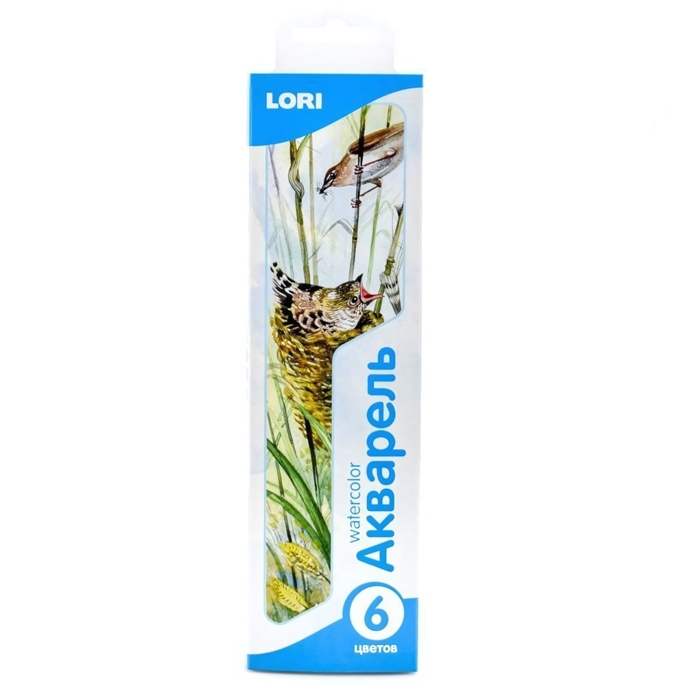 Акварель 6 цветов, без кисти, картон (Lori)