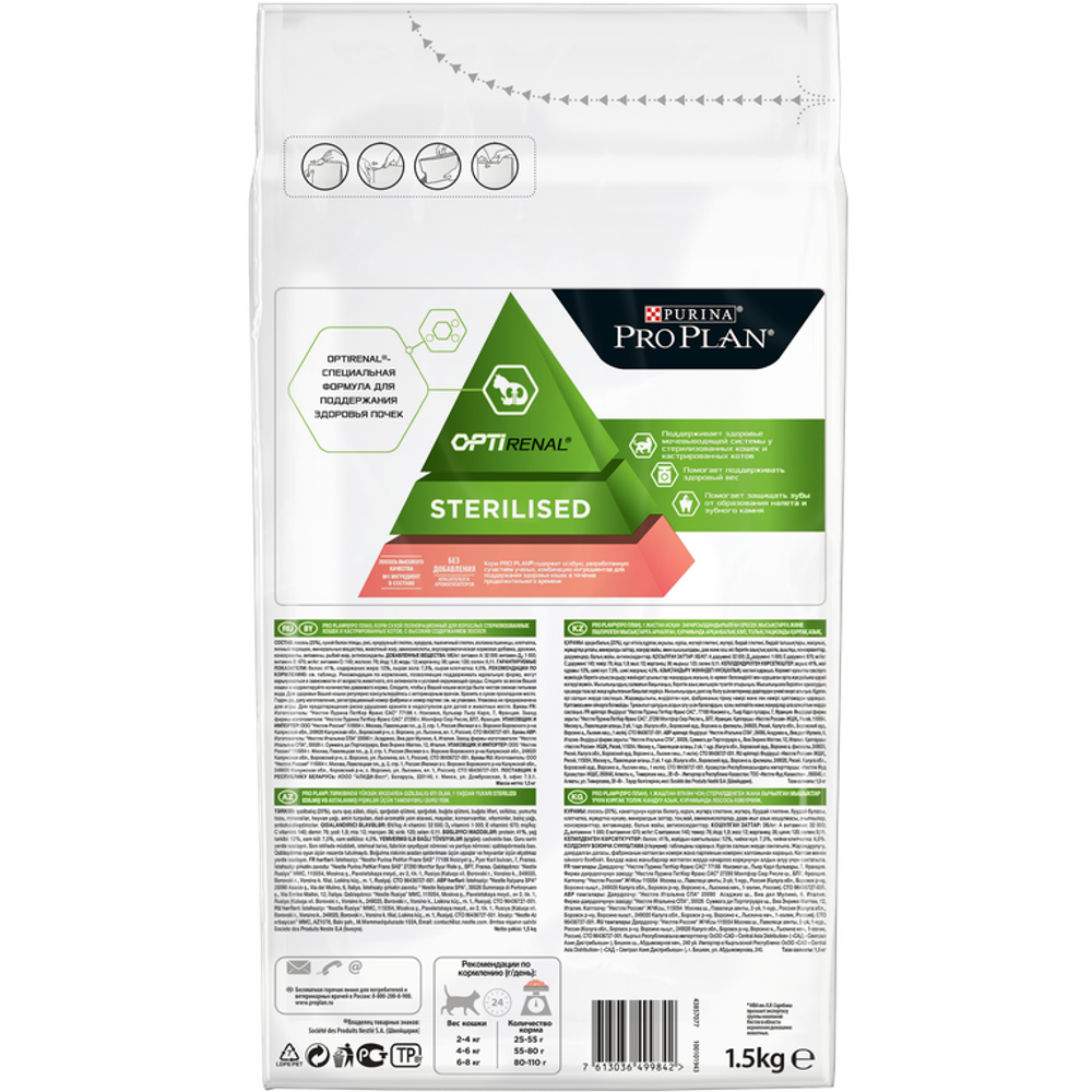 Purina Pro Plan Sterilised Сухой корм для стерилизованных кошек с лососем, 1,5 кг